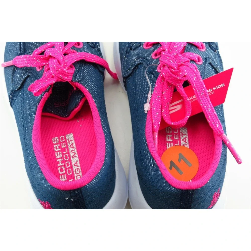 Skechers Toddler Girls'‎ Goga Mat Shoes Size 11 Blue Fabric Lace Up Lightweight